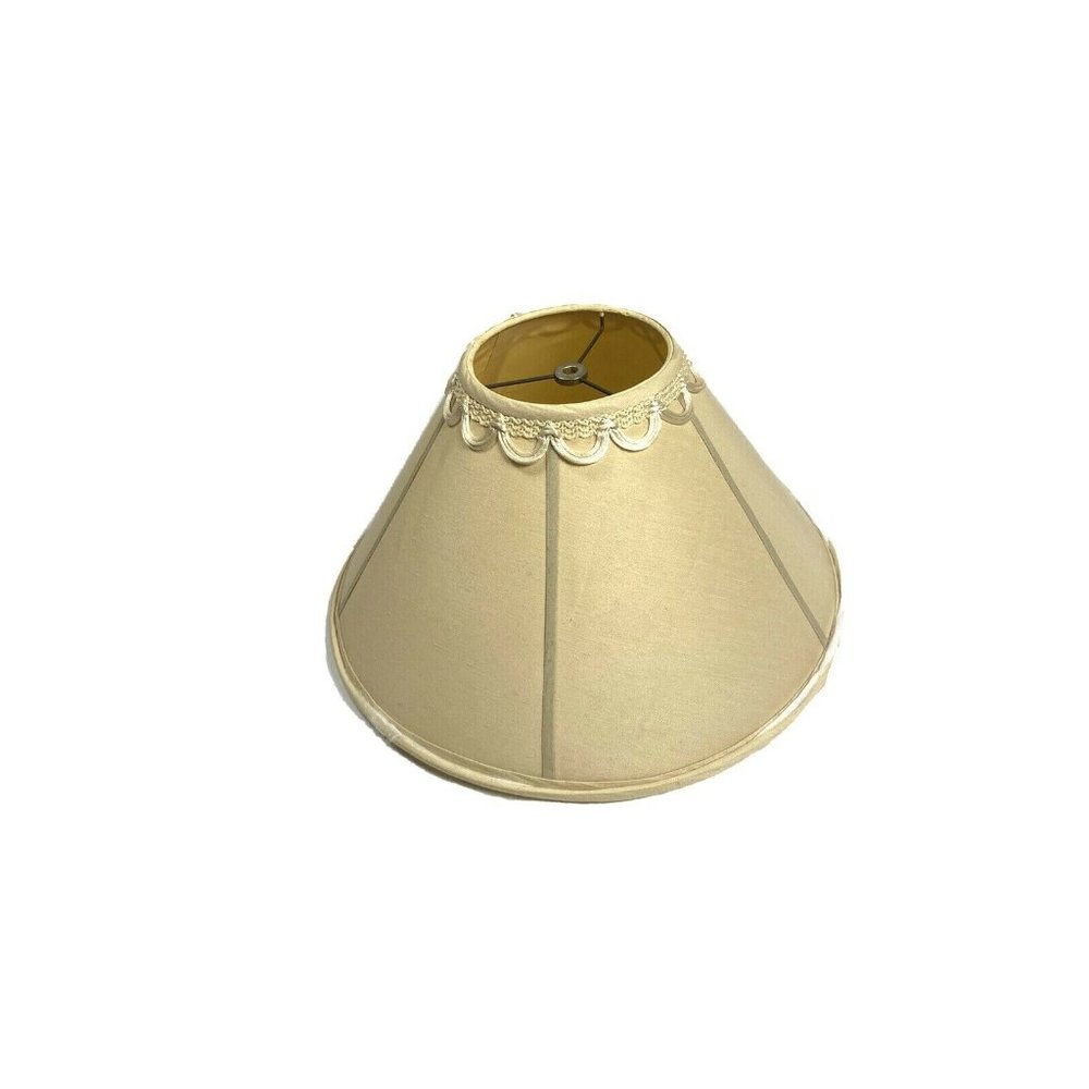 Vintage Quoizel 1950s 1960s Silk Lampshade Rare Tan Beige Empire Large Intricate